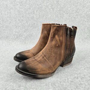 Circle G Boots Womens Size 7.5 Ankle Booties Brown Leather Double Side Zip Rodeo